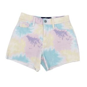 NEW Hollister High-Rise Vintage Short 4 Inch Pastel Tie Dye Denim Size W25 1
